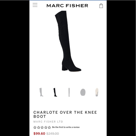 Marc Fisher Charlotte Over the Knee Boot Black Suede - Picture 6 of 6